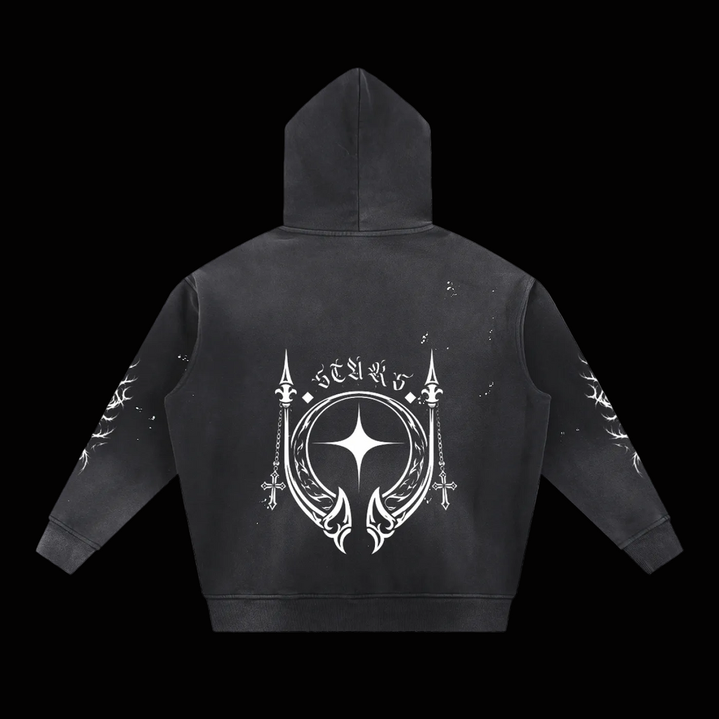 Star Vale — Vintage Washed Frayed Fleece Hoodie