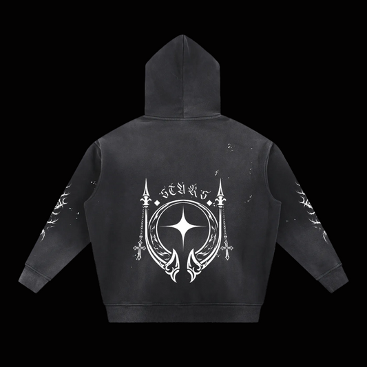 Star Vale — Vintage Washed Frayed Fleece Hoodie